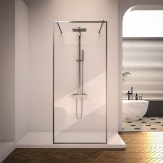 Душевая перегородка Veconi Korato KR-90GR, 1100x2000, брашированный графит, прозрачное стекло